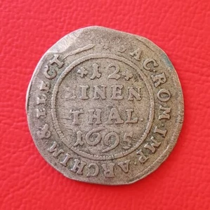 1/12 Thaler Saxony Albertine Line 1695 vf / SILVER / KM#646 - Picture 1 of 2