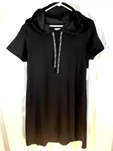 Calvin Klein Black Large Hoodie Dress Cap Sleeves Comfortable New - Picture 1 of 8