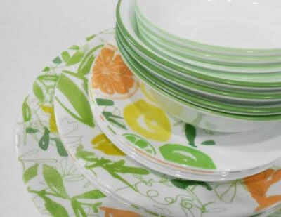 ❤️ JUEGO DE VAJILLA CORELLE Fruta Contemporánea 20 piezas Hoja Cítrica Limón Lima Naranja Foto 1 de 4