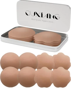QUXIANG 4 Pairs Pasties Women Nipple Covers Reusable Adhesive Silicone Nippleles - Picture 1 of 12