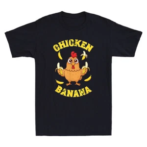 Chicken Banana Funny Chicken Hold Banana Cartoon Meme Men's Short Sleeve T-Shirt - Picture 1 of 8