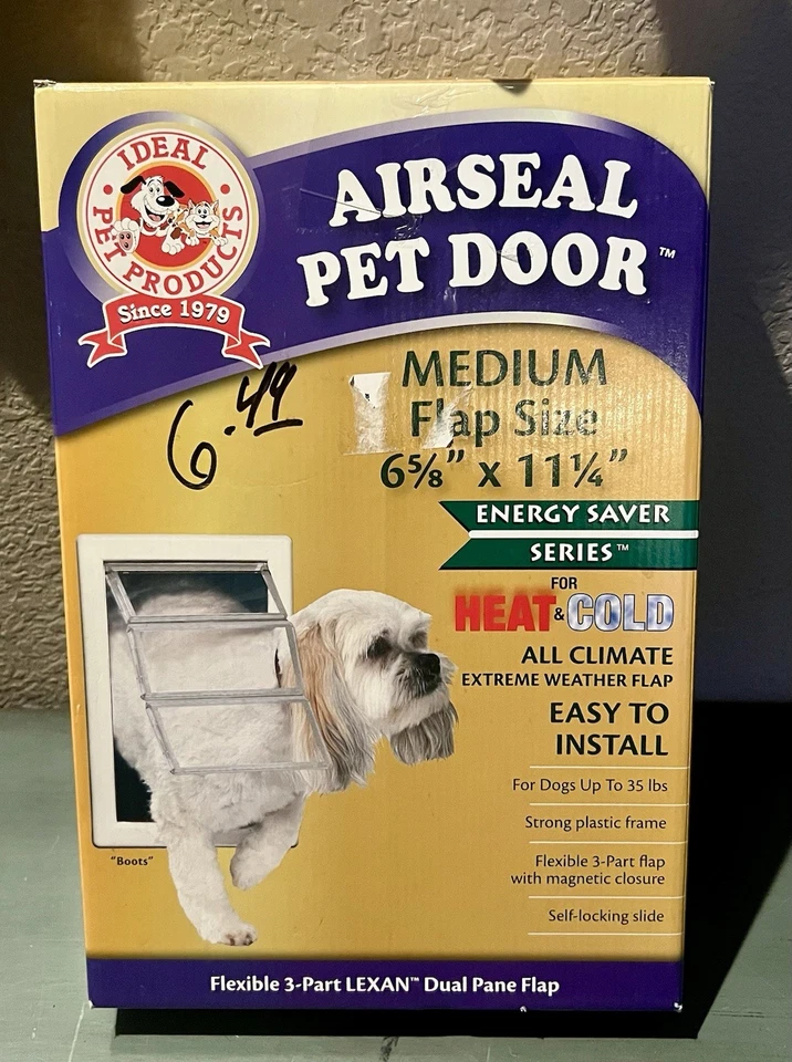 NUEVO Ideal Airseal Puerta para Mascotas Ahorro de Energía ASM Solapa Mediana (6 5/8 x 11 1/4 pulgadas) Blanco Foto 1 de 1