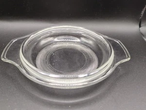 Vintage Clear Glass Stippled Band Tab Handle Replacement LID 5-1/4" Outter Edge - Picture 1 of 7