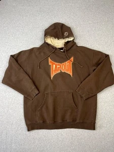 Vintage Tapout Sweatshirt Mens L Brown Basketball Textured Logo Hoodie Y2K MMA - Picture 1 of 10