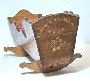Antique Personalized Doll Cradle Dated 1850 Found In Ohio. American 19th.century - Picture 1 of 8