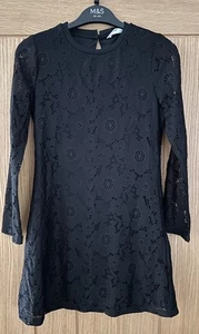 M&S Girls Lace Jersey Dress Age 10-11 Years/H146cm BNWT Black - Picture 1 of 8