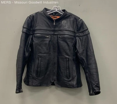 Men's First Black Embroidered Jacket Leather Outerwear Size XL - Image 1 of 4