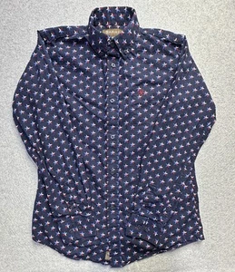 Ariat Shirt Boys Large Blue Red Texas Nosson Classic Western Rodeo Youth Kids** - Picture 1 of 11