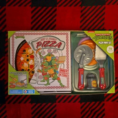 TMNT Nickelodeon TORTUGAS NINJA MUTANTES ADOLESCENTES JUEGO FIESTA SET PIZZA COMIDA PIZZA Foto 1 de 2