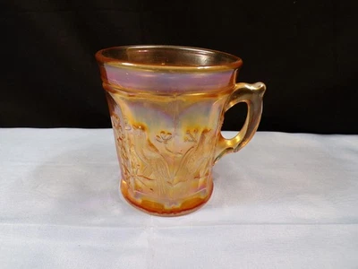 Northwood Marigold Carnival Glass Singing Birds Mug INV5 - Image 1 of 4