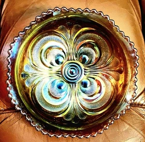 CARNIVAL GLASS LAVENDER Imperial Scroll Embossed Deep NUT BOWL NOT SEEN OFTEN - Picture 1 of 14