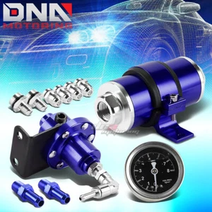 BILLET 30 MICRON INLINE PETROL FILTER+160 PSI 1:1 FUEL PRESSURE REGULATOR BLUE - Bild 1 von 9