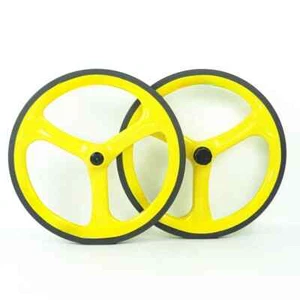 16inch 349 3 Spokes Carbon Fiber Wheels Folding Bike Wheelset Clincher Tubeless - Picture 1 of 6