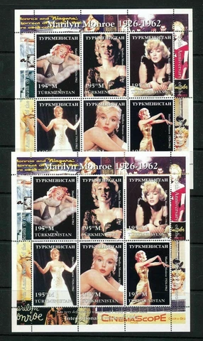 TURKMENISTAN Marilyn Monroe Movies Cinema Mini Sheet MNH x 2 DAB 683 Cover