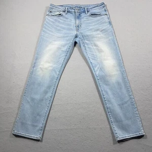 American Eagle Jeans Men 33x30 Light Wash Stretch Denim Slim Straight - Picture 1 of 11