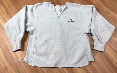 Vtg 90s Champion Reverse Weave Sweatshirt Guinness Adult XL Gray Distressed READ - Image 1 of 4