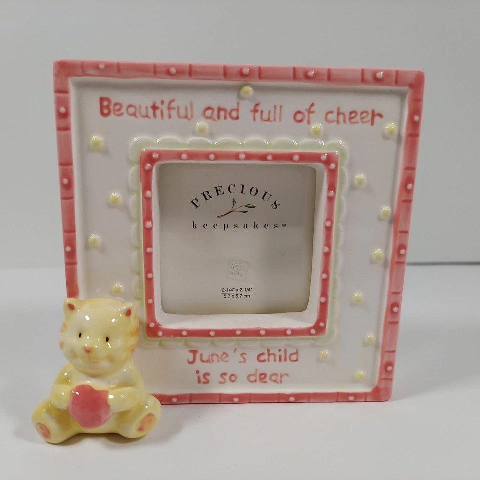 Russ Berrie Baby месяц июня картина рамка с Kitty Cat фото сувенир розовый - Изображение 1 из 4