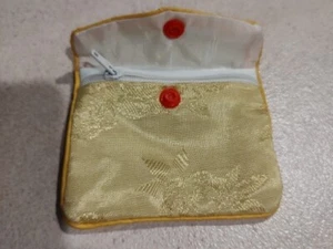 Joyería Oro Floral Brocado Bolso de Seda Bolsa Interior Cremallera Rojo Cierre a Snap - Imagen 1 de 7