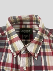 Camisa Eddie Bauer Para Hombre Cuadros Medianos Senderismo Aire Libre Manga Corta Con Botones - Imagen 1 de 10