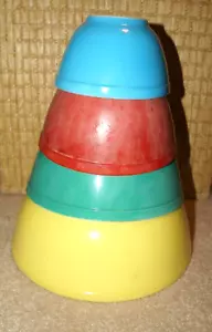 4 Vintage Pyrex Primärfarben verschachtelte Rührschüsseln 401, 402, 403 & 404 - Bild 1 von 11