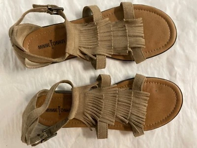 SANDALIAS MINNETONKA CUERO FLECOS BEIGE MUJER Talla 10 Foto 1 de 4