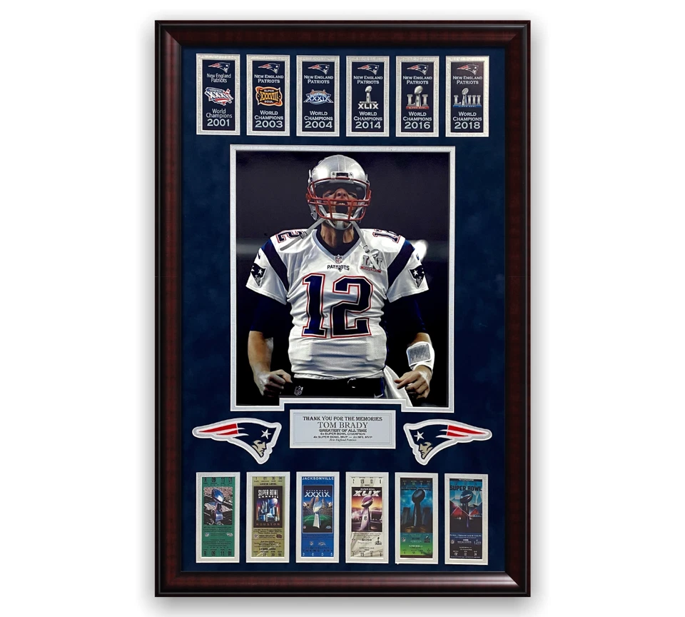 Collage de fotos sin firmar de Tom Brady enmarcado a 20x30 Patriots Foto 1 de 1