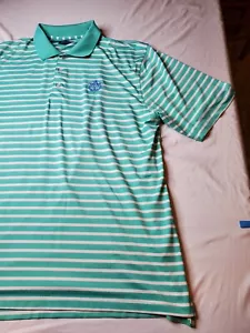 Long Bay Club golf Shirt Collared Striped Green Aqua Mens XL LIGHT Stretch 24x32 - Picture 1 of 14