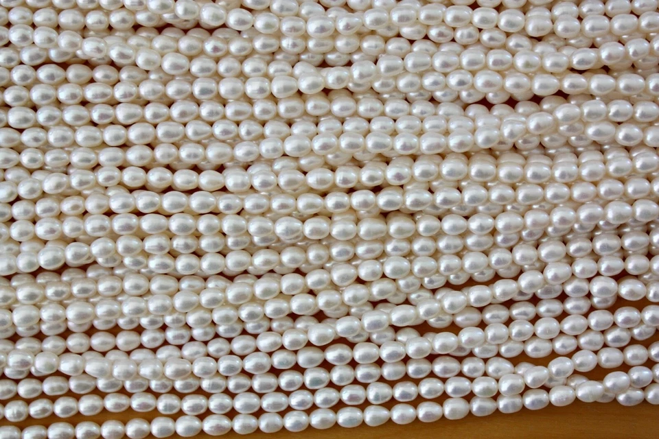 4,5-5,5 mm Oval echt Zuchtperlen Strang Süßwasser Perlen Schmuck Kette Halskette - Bild 1 von 1