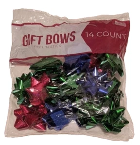 New Holidays Christmas Gift Wrapping Large Shiny Ribbon Bows 14-Pk Mixed Colors - Picture 1 of 3