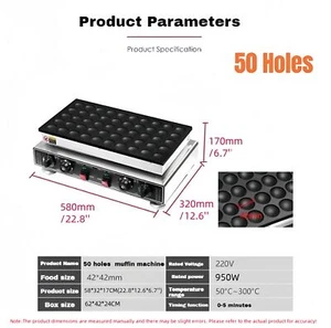 New 50Pcs Commercial Nonstick Poffertjes Electric Dutch Pancake Baker Maker 950W - Picture 1 of 6