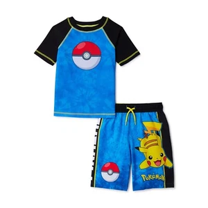 Pokemon Swim Trunks And Rash Guard Set Boy Size 7 - Picture 1 of 1