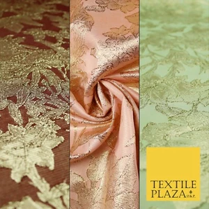 Vestido Verde Marrón Melocotón Lujo Texturizado Dorado Floral Rosa Brocado Tela Metálica - Imagen 1 de 14