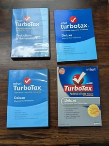 Lot Of 4 Intuit TurboTax Tax Preparation Windows Used Deluxe Business 2012-2016 - Picture 1 of 2