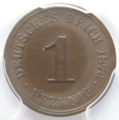 Coin German Empire Empire 1 Pfennig 1876 J in Almost Extremely Fine PCGS AU55 - Image 1 of 4