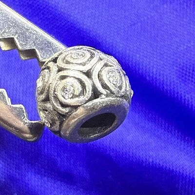 BRIGHTON  Silver Bracelet Charm BEAD Mini Spiral Hearts Crystal Stone - Image 1 of 4