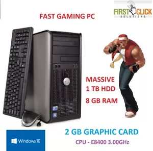 FAST WINDOWS 10 GAMING COMPUTER PC INTEL CORE 2 DUO E8400 @ 3.00GHz 8GB 1TB HDD - Picture 1 of 1