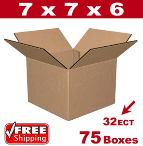 75 - 7x7x6 Cardboard Boxes Mailing Packing Shipping Box 32ECT Corrugated Carton - Picture 1 of 1