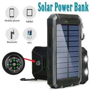Waterproof Solar Power Bank 100000mAh Portable External Battery Charger 2USB LED - Picture 1 of 9