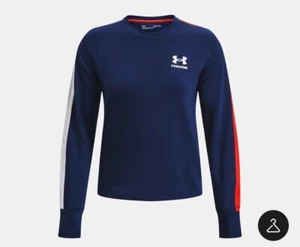Under Armour Women’s Ua Freedom Rival Terry Crew Medium NWT Academy Blue/white - Picture 1 of 4