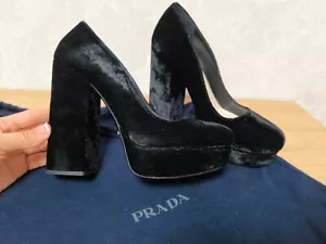 PRADA women black velvet platform shoes EUR 37 |UK 4 |Us 7 - Picture 1 of 12