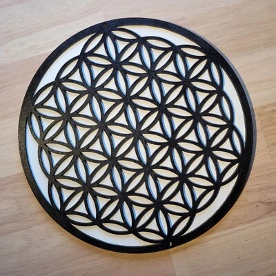 Large Wooden 3D Geometry Flower Of Life Wall Art Door Hanging Plaque Painted - Image 1 of 4