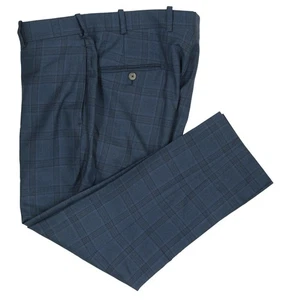 Pantalones de vestir para hombre 34 a medida con ventana a cuadros 100 % lana frente plano - Imagen 1 de 8