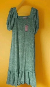 XL Sz 16 Traffic People Dress Green Polka Chiffon Floaty Summer Spring RRP £142 - Picture 1 of 15