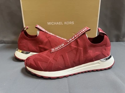 Nuevo Michael Kors Body Sin Cordones Logo Elástico Tejido Entrenadores Rojo - Para Mujer EE. UU. 9,5 M Foto 1 de 4