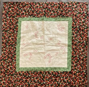 Wall quilt top Sashiko Cherries - Picture 1 of 3