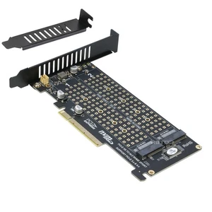 Dual M.2 NVMe to PCIe 4.0 X8 Adapter (PCIe Bifurcation Motherboard is Required) - Picture 1 of 7