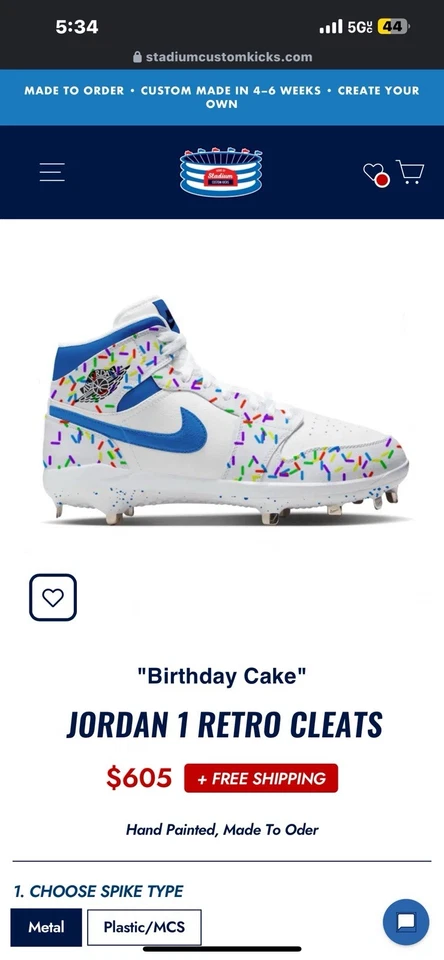 Botines de béisbol Jordan personalizados “pastel de cumpleaños” Foto 1 de 4