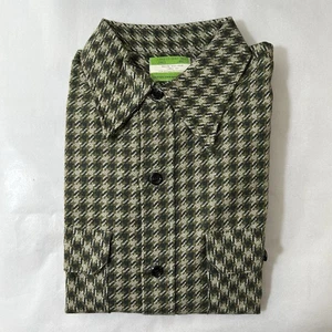 NEW Vintage 70s Sears PERMA-PREST Flannel Shirt Large Tall 16-16 1/2 Houndstooth - Picture 1 of 9