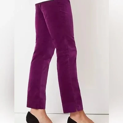 Pantalones al tobillo Jill de terciopelo elásticos ajustados de pierna azucarada púrpura para mujer 20 Foto 1 de 4
