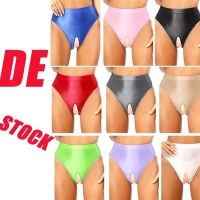 DE Damen Slip im Schritt Offen String Tanga Sexy Unterwäsche Öl-Glanz Panties - Bild 1 von 4